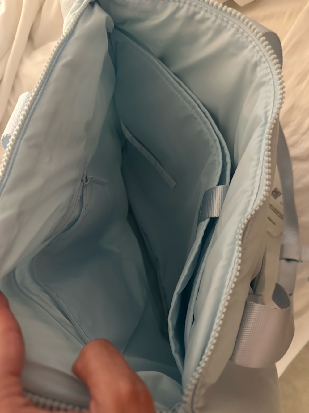 Fabletics Light Gray Tote Bag with Satin-Strap Detail - Picture 7 of 8
